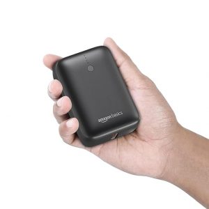 amazon basics 10000mAh Nano Power Bank | PD20W + 22.5W Fast Charging | LED Display | Broad Compatibility | Compact Design | Rapid Charge | Extended Power on The Go, USB Type-C Input, Black